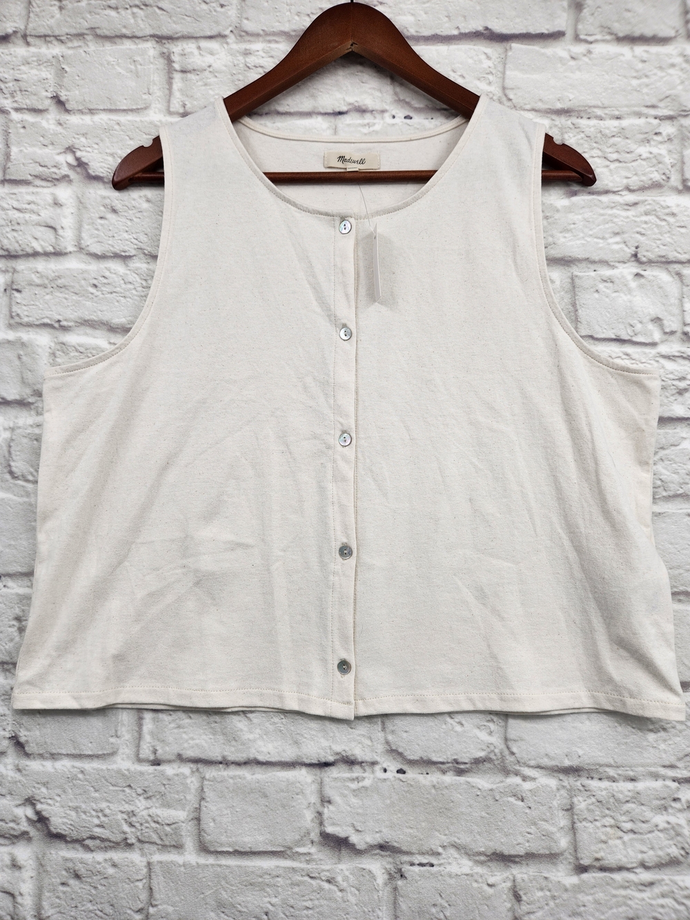 Madewell Sleeveless Button Front Tank Top XL Ivory 100% Cotton Minimalist
